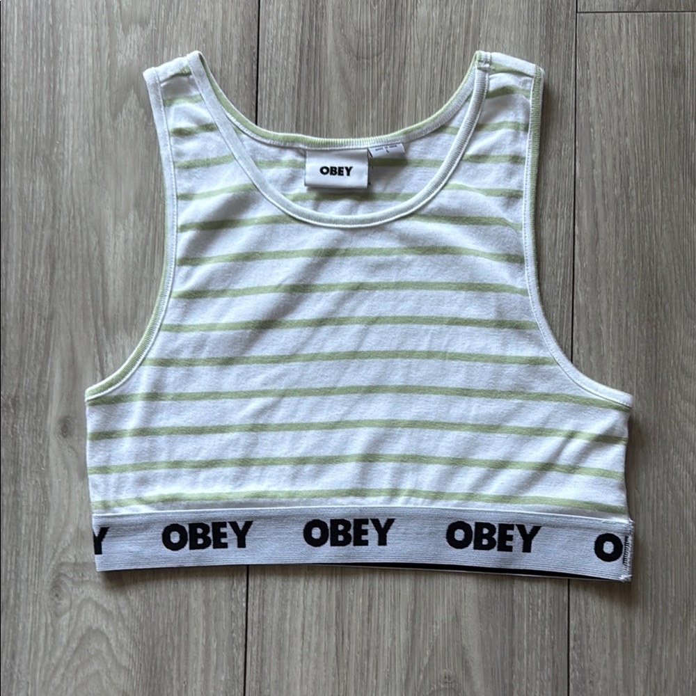 NWOT - Obey striped crop tank